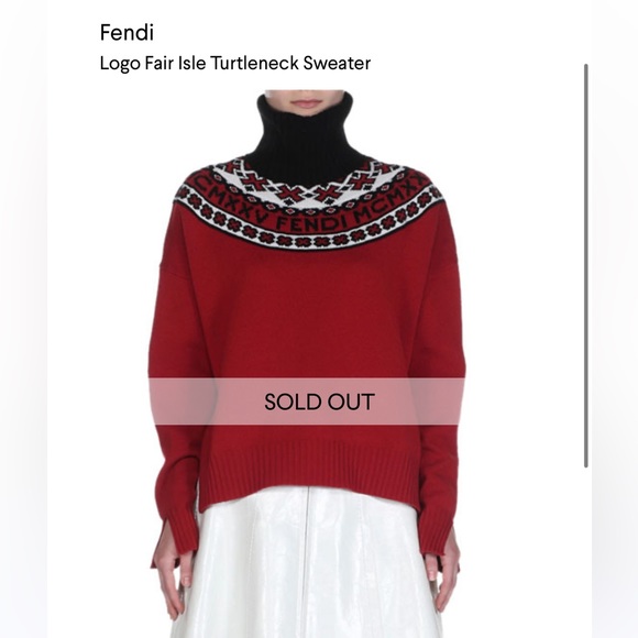 FENDI Logo Fair Isle Turtleneck Sweater - Picture 8 of 13